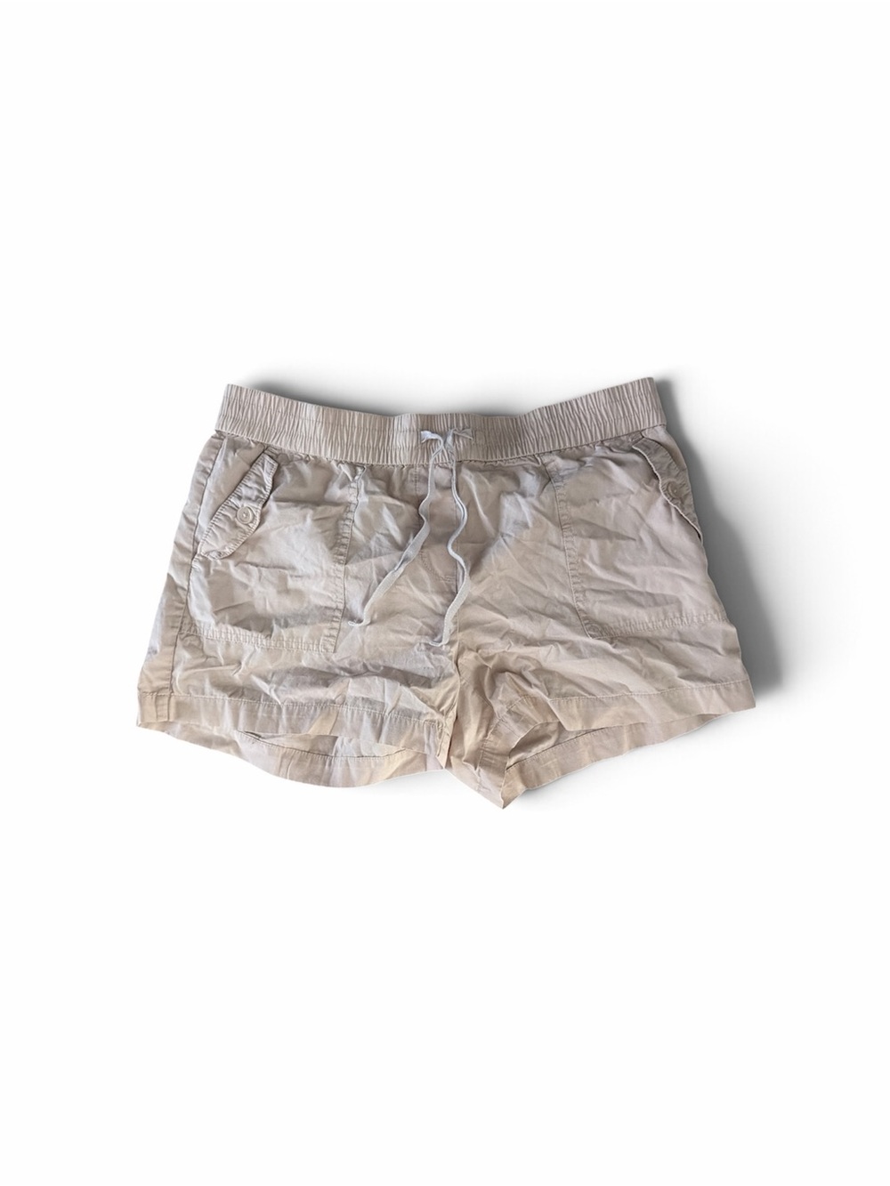LOFT Light Beige Elastic Waist Drawstring Shorts